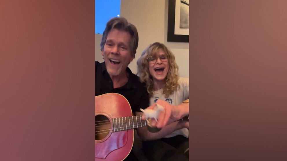 PHOTO: In this screen grab taken from a video posted to his Twitter account, Kevin Bacon sings with his wife Kyra Sedgwick.