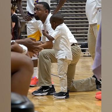 4-year-old assistant basketball coach goes viral for animated reactions,  shadowing dad - Good Morning America
