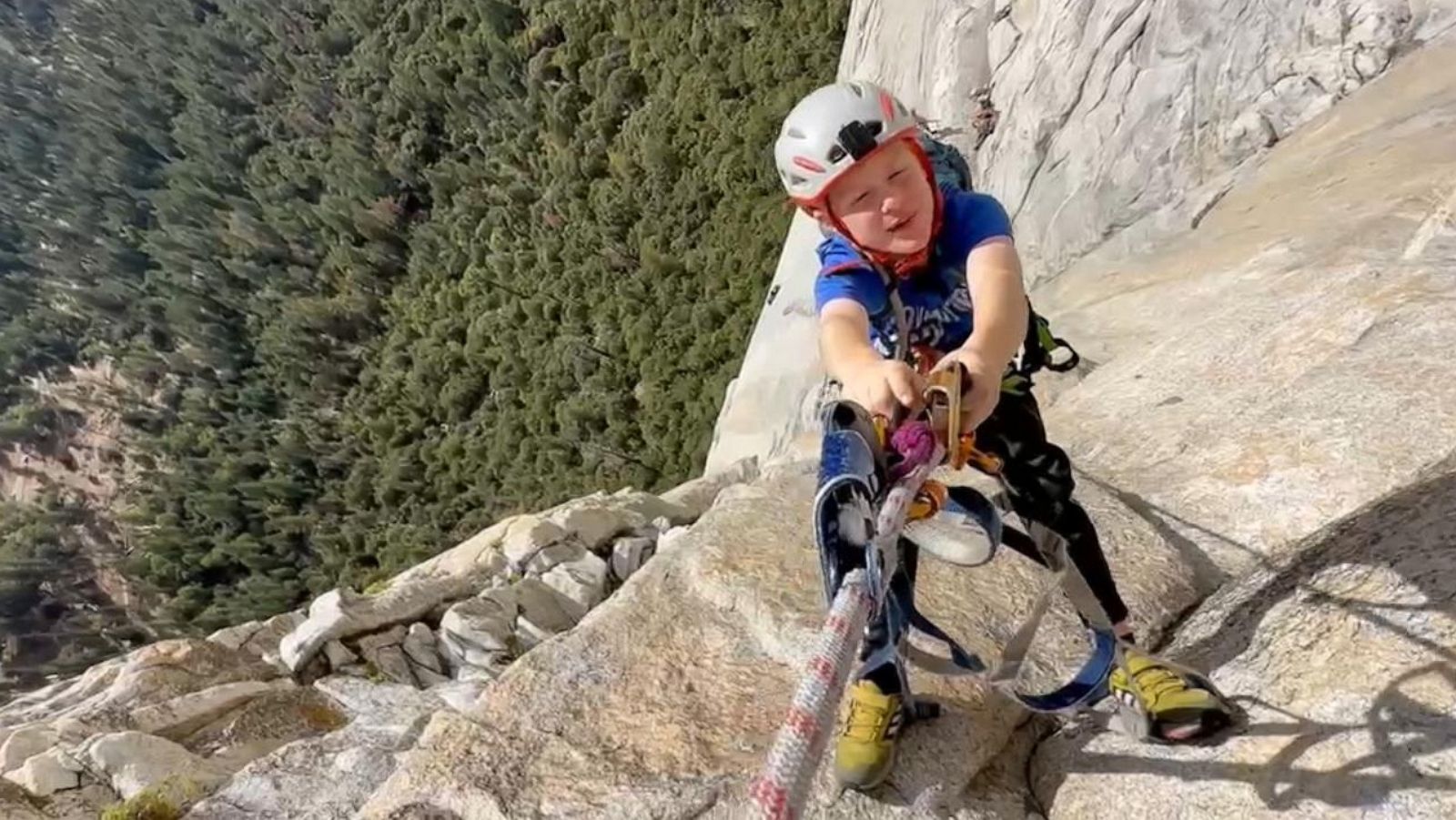 PHOTO: Sam Baker, 8, is climbing El Capitan with his dad, Joe Baker.