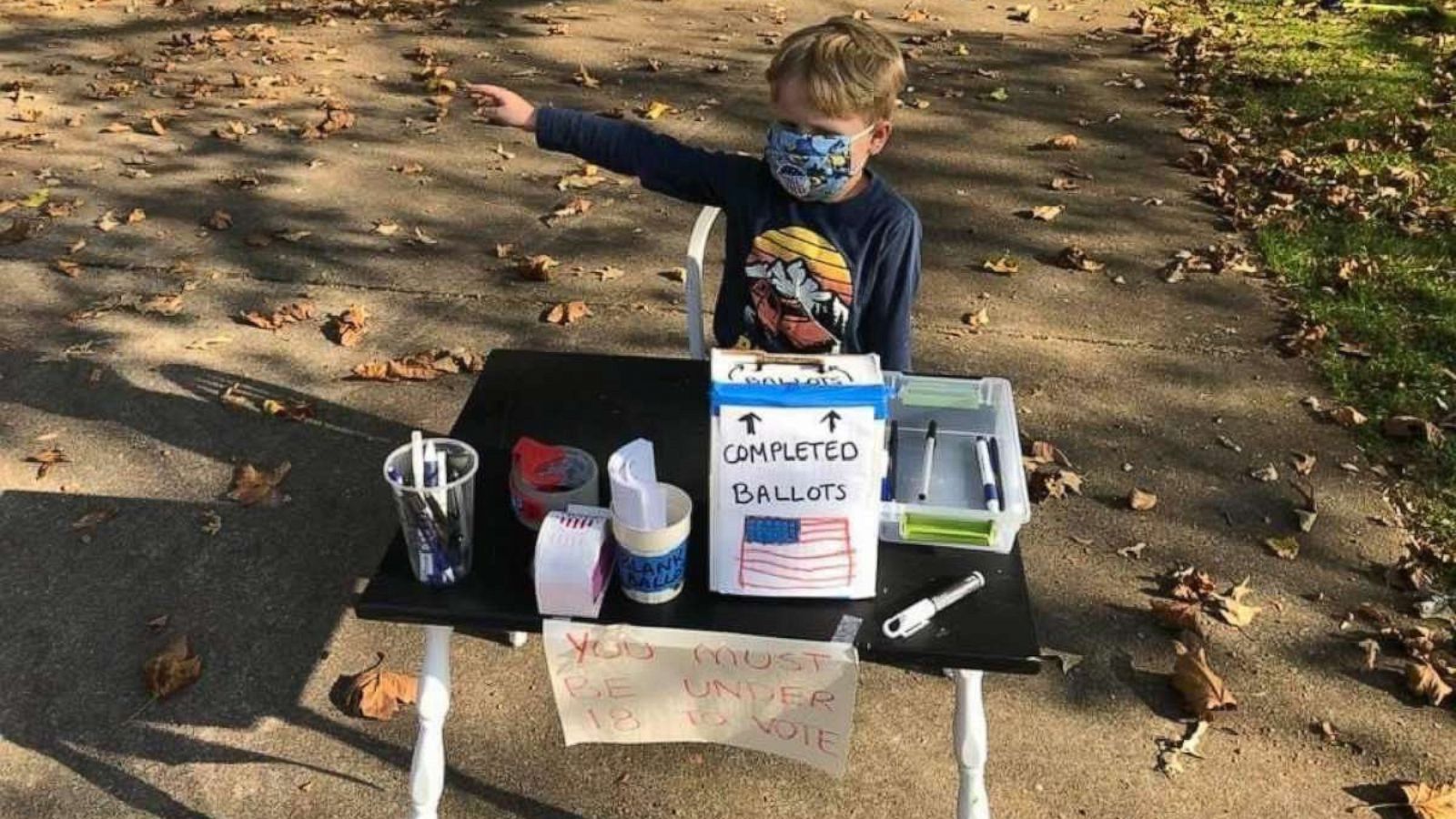 PHOTO: Mac Mayer, 6, set up a voting booth for kids in his Asheville, N.C., neighborhood.