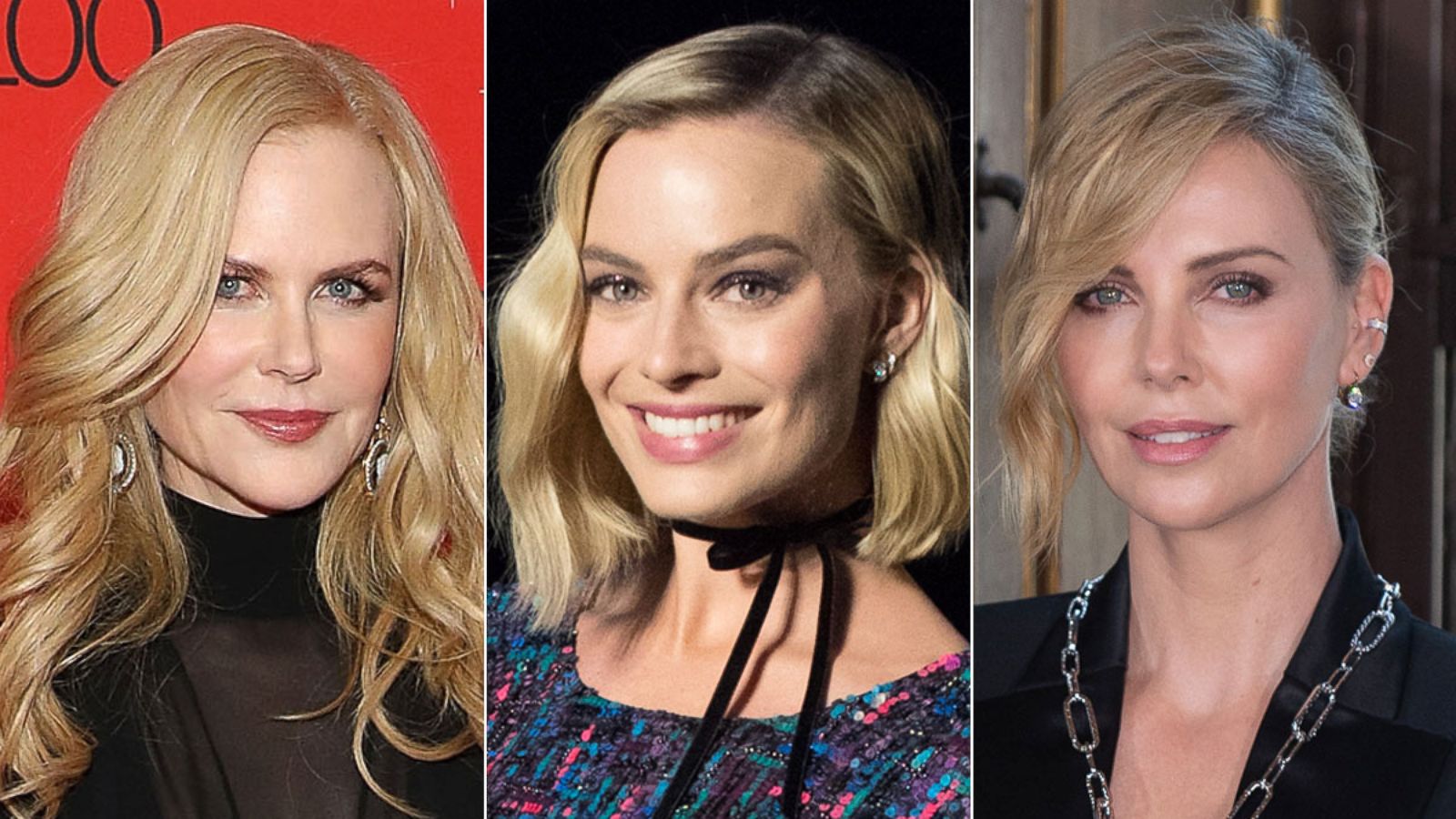 PHOTO: Nicole Kidman attends the 2018 Time 100 Gala, April 24, 2018, in New York City | Margot Robbie attends the Chanel Cruise Collection, May 3, 2018, in Paris | Charlize Theron poses with the Swarovski Crystal of Hope award, May 31, 2018, in Vienna.