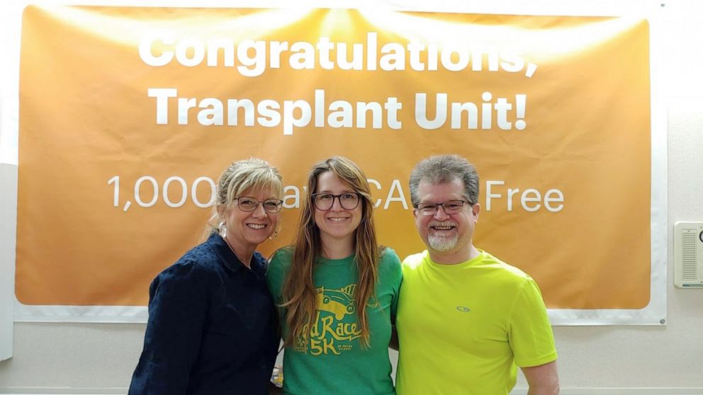 PHOTO: Annie York with parents Marsha and Jim York at Piedmont Hospital in Atlanta. 