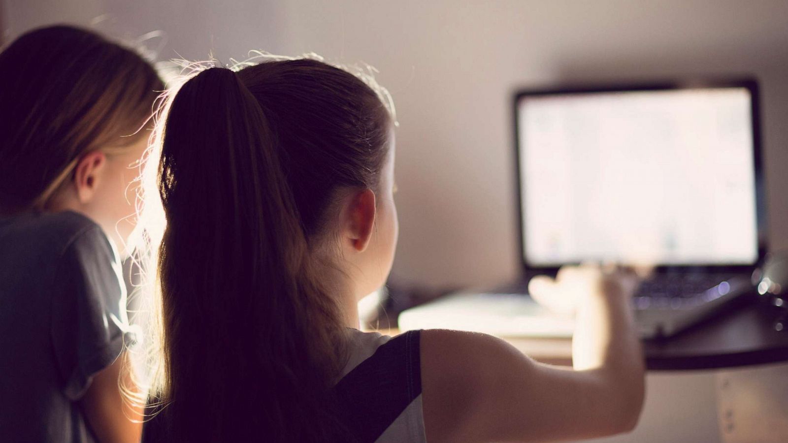 PHOTO: A stock photo of 2 children using a computer.