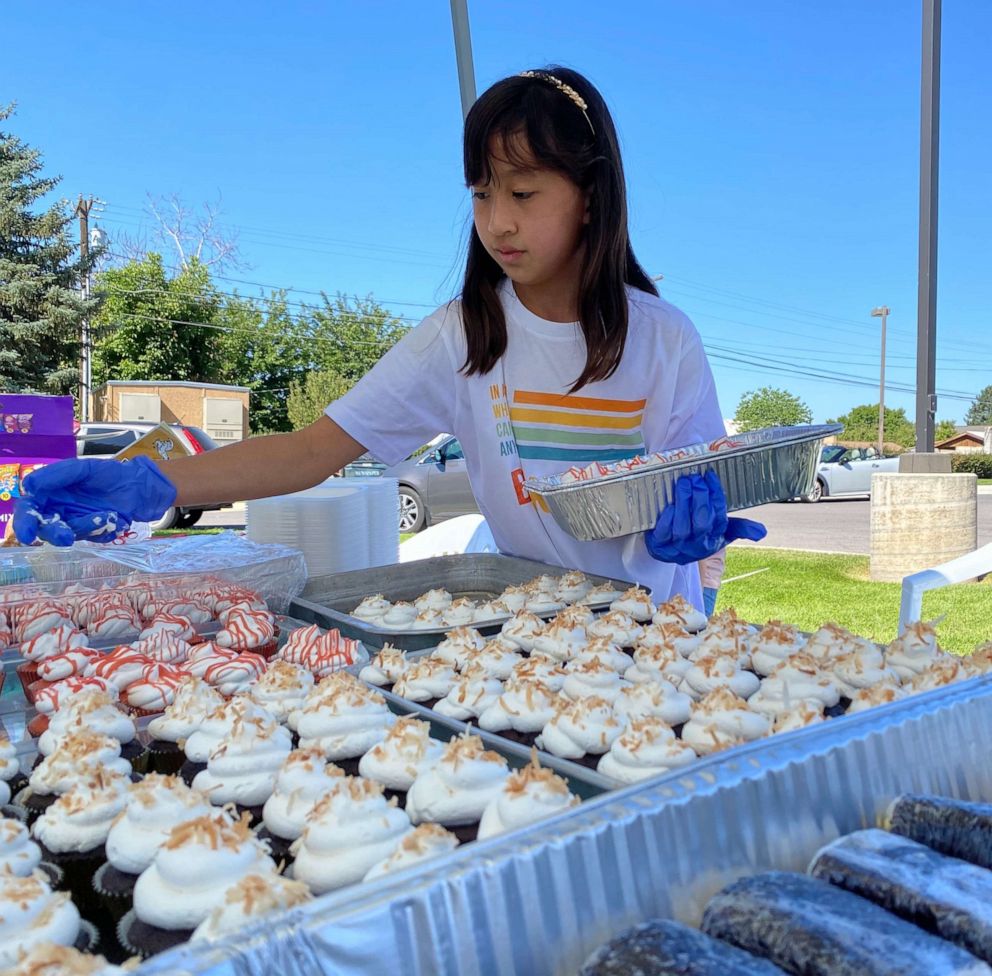 PHOTO: Emi Kim, 9, at the second lemonade and baked goods stand on Sept. 25, 2021 in Provo, Utah.