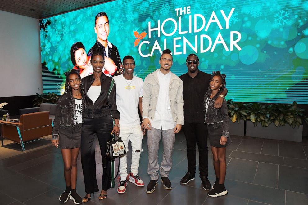 PHOTO: (L-R) Kim Porter, Christian Casey Combs, Quincy Brown, Sean "Diddy" Combs, D'Lila Star Combs and Jessie James Combs attend "The Holiday Calendar" Special Screening Los Angeles at NETFLIX Icon Building, Oct. 30, 2018, in Los Angeles.