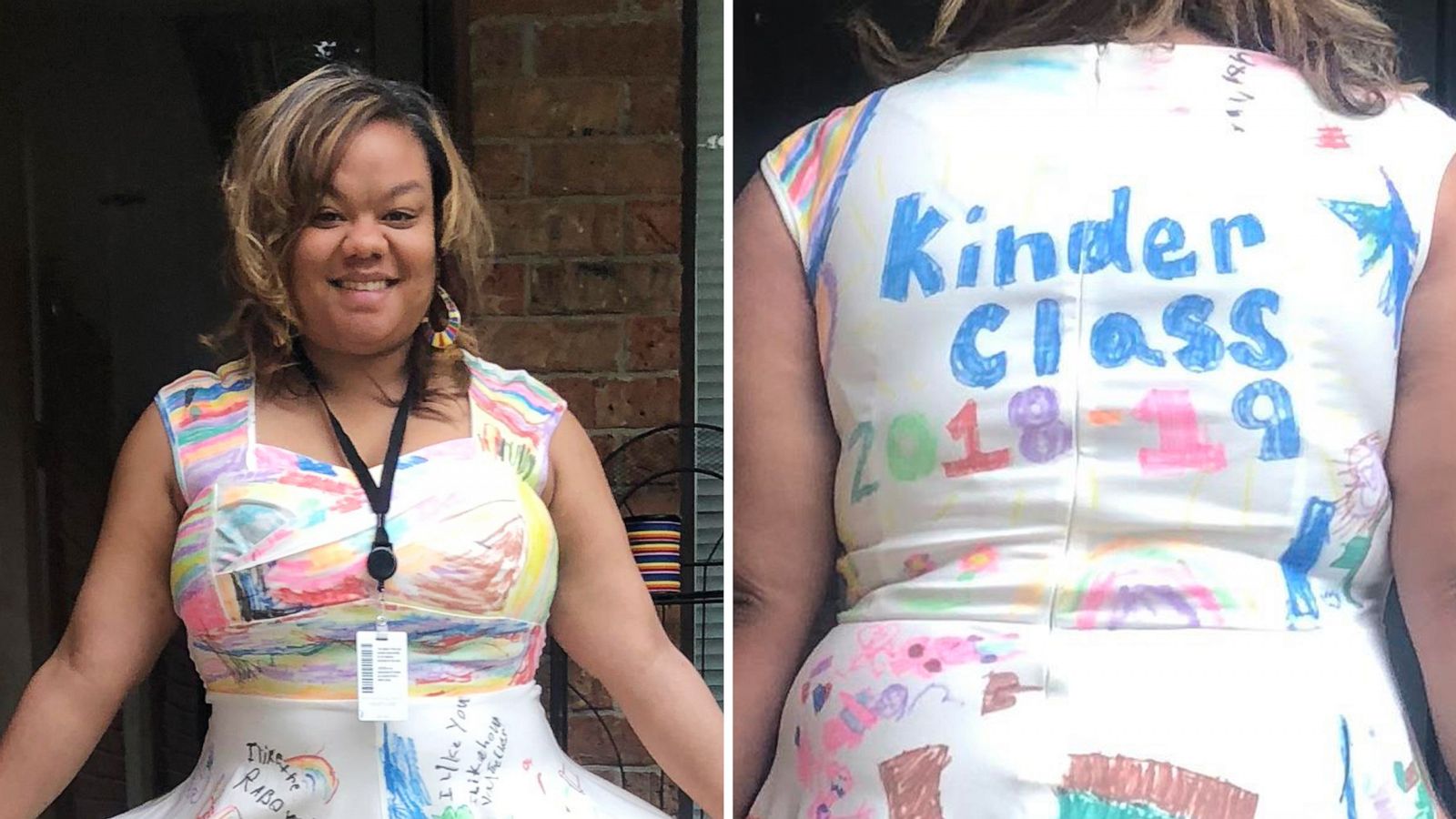 PHOTO: Wichita, Kansas kindergarten teacher Ashley Hicks had her students sign a white dress at the end of the year instead of a yearbook.