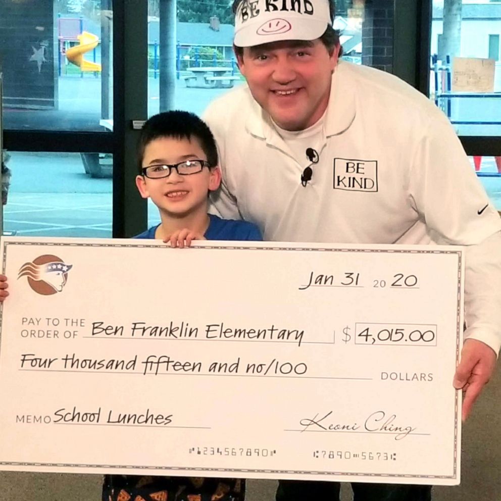 VIDEO: 8-year-old presents school with $4K check after making keychains to pay off classmates' lunch debts 