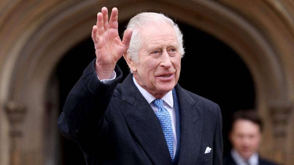 PHOTO: Britain's King Charles leaves after attending the Easter Matins Service at St. George's Chapel, Windsor Castle, March 31, 2024, in Windsor, England. 