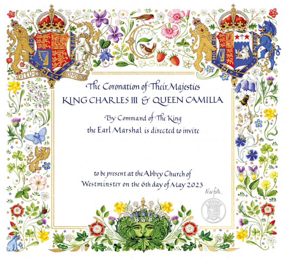 PHOTO: The invitation for the Coronation of Britain's King Charles III is seen in this undated handout image obtained by Reuters, April 4, 2023.