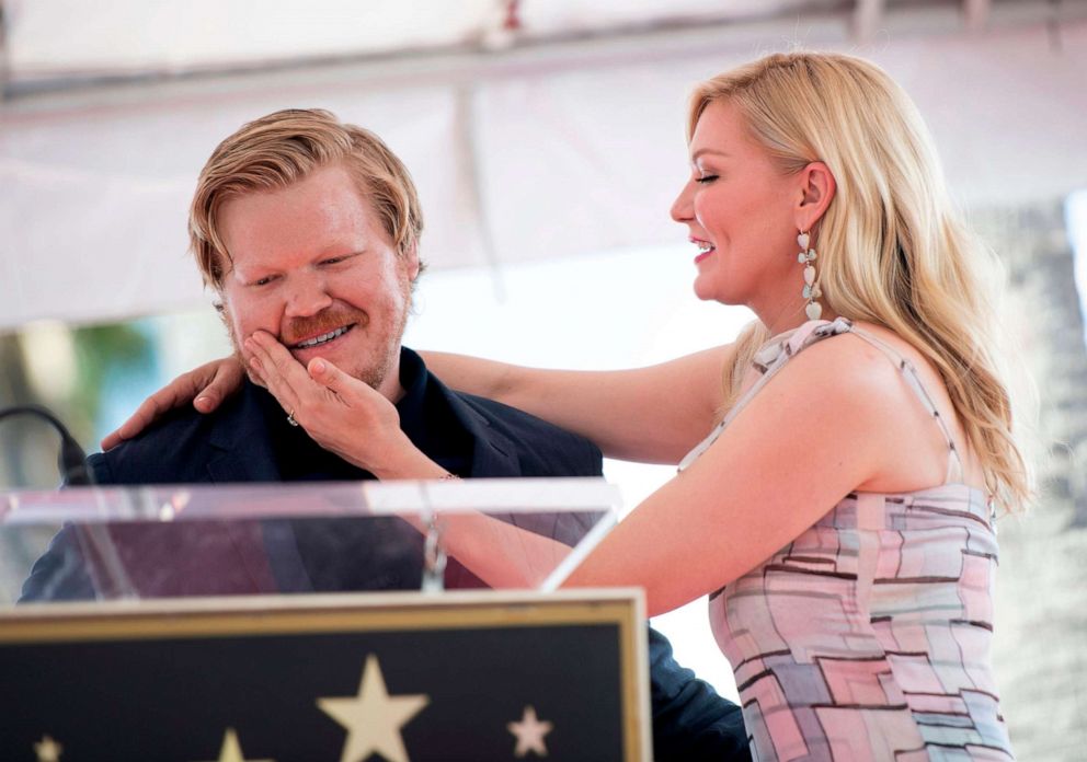 PHOTO: Actress Kirsten Dunst reacts as her partner, actor Jesse Plemons, speaks during a ceremony honoring her with a star on the Hollywood Walk of Fame on Aug. 29, 2019, in Hollywood, Calif.