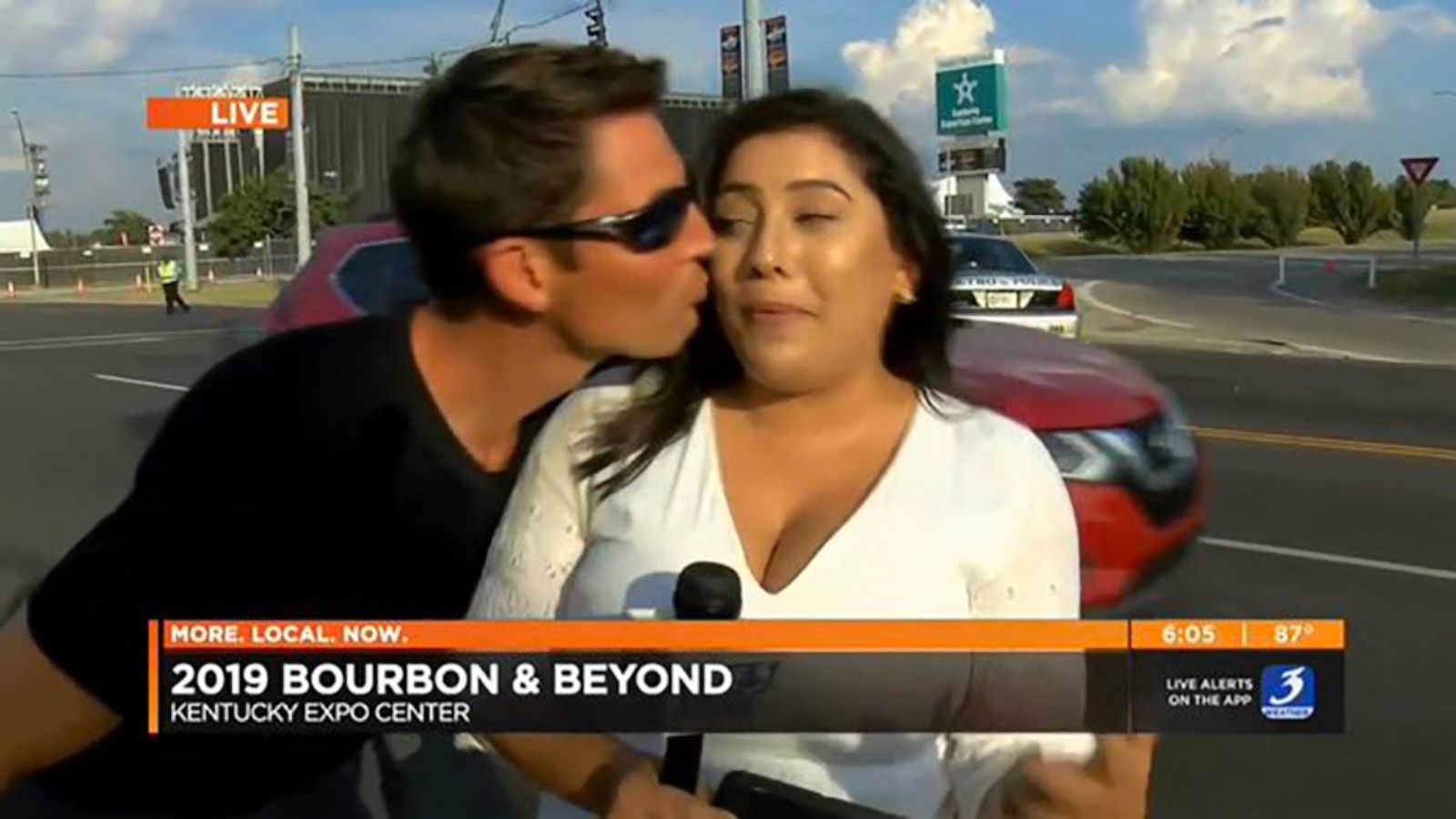 PHOTO: WAVE 3 News reporter Sara Rivest was kissed on live television while covering a music festival in Louisville, Ky.