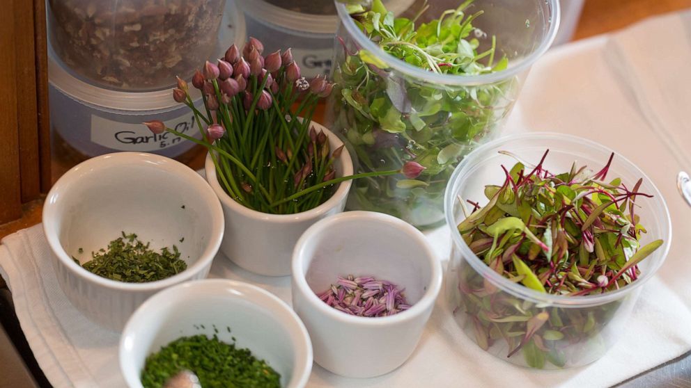 PHOTO: Fresh herbs are organized before they are used in recipes at a restaurant kitchen, in an undated stock photo.