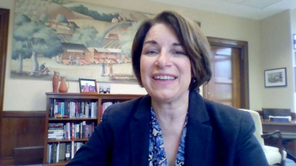 PHOTO: Sen. Amy Klobuchar speaks with "Good Morning America" about the coronavirus outbreak, March 24, 2020.