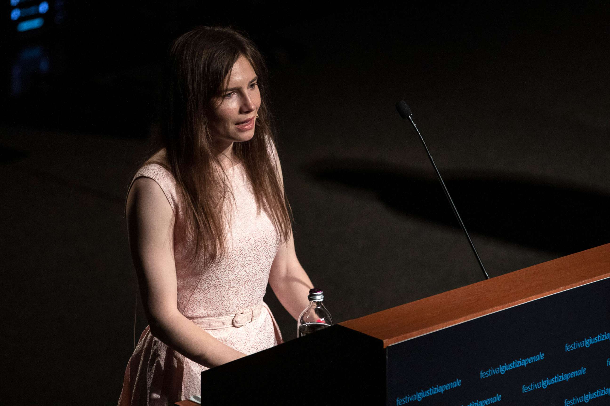 PHOTO: American journalist Amanda Knox delivers a speech during a panel session on June 15, 2019 in Modena, Italy.