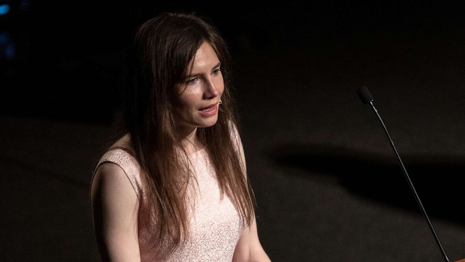 PHOTO: American journalist Amanda Knox delivers a speech during a panel session on June 15, 2019 in Modena, Italy.