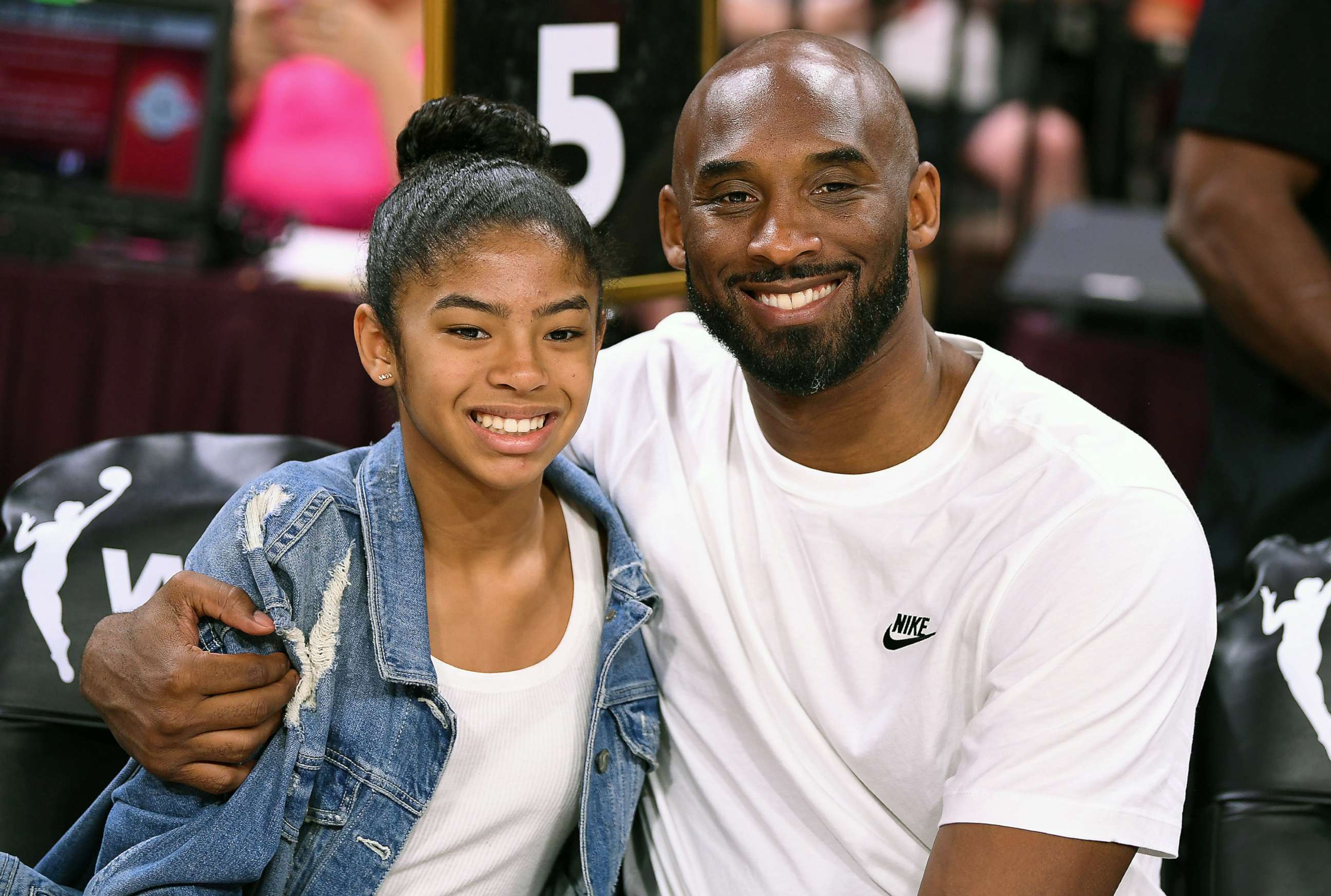 PHOTO: Gianna and Kobe Bryant at the WNBA All Star Game at Mandalay Bay Events Center, Jul 27, 2019, in Las Vegas.