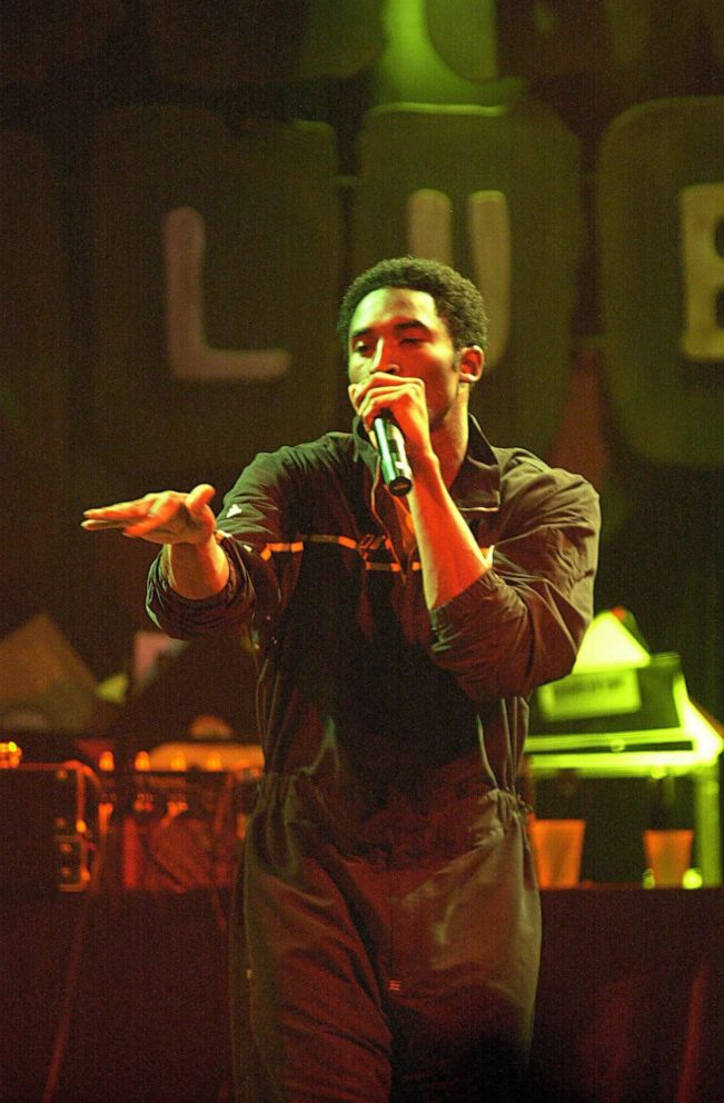 PHOTO: In this July 23, 2000, file photo, basketball star Kobe Bryant of the Los Angeles Lakers makes his debut as a rapper at the House of Blues in West Hollywood, CA.