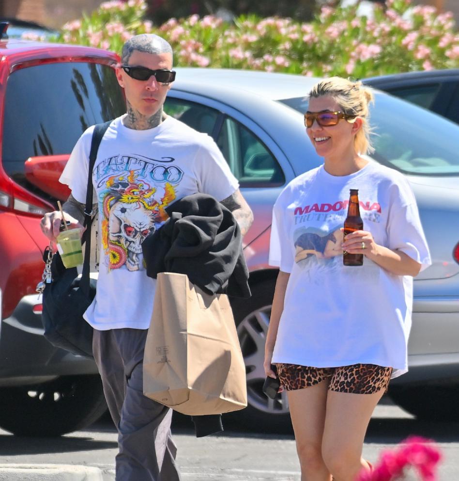 PHOTO: Travis Barker and Kourtney Kardashian are seen out and about April 8, 2023 in Palm Desert, Calif. 