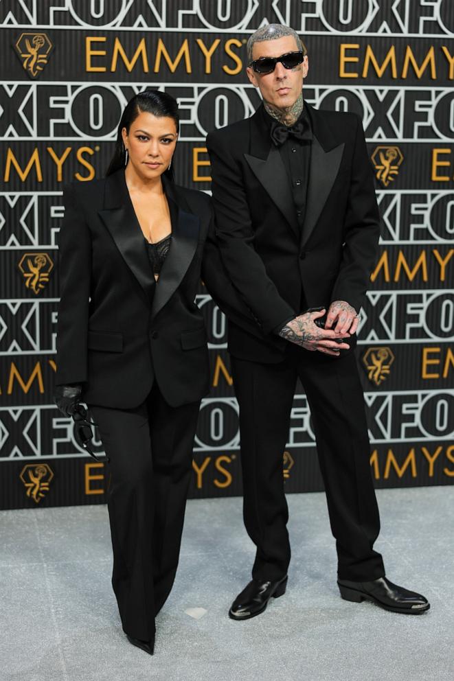 PHOTO: (L-R) Kourtney Kardashian and Travis Barker attend the 75th Primetime Emmy Awards at Peacock Theater on Jan. 15, 2024 in Los Angeles.