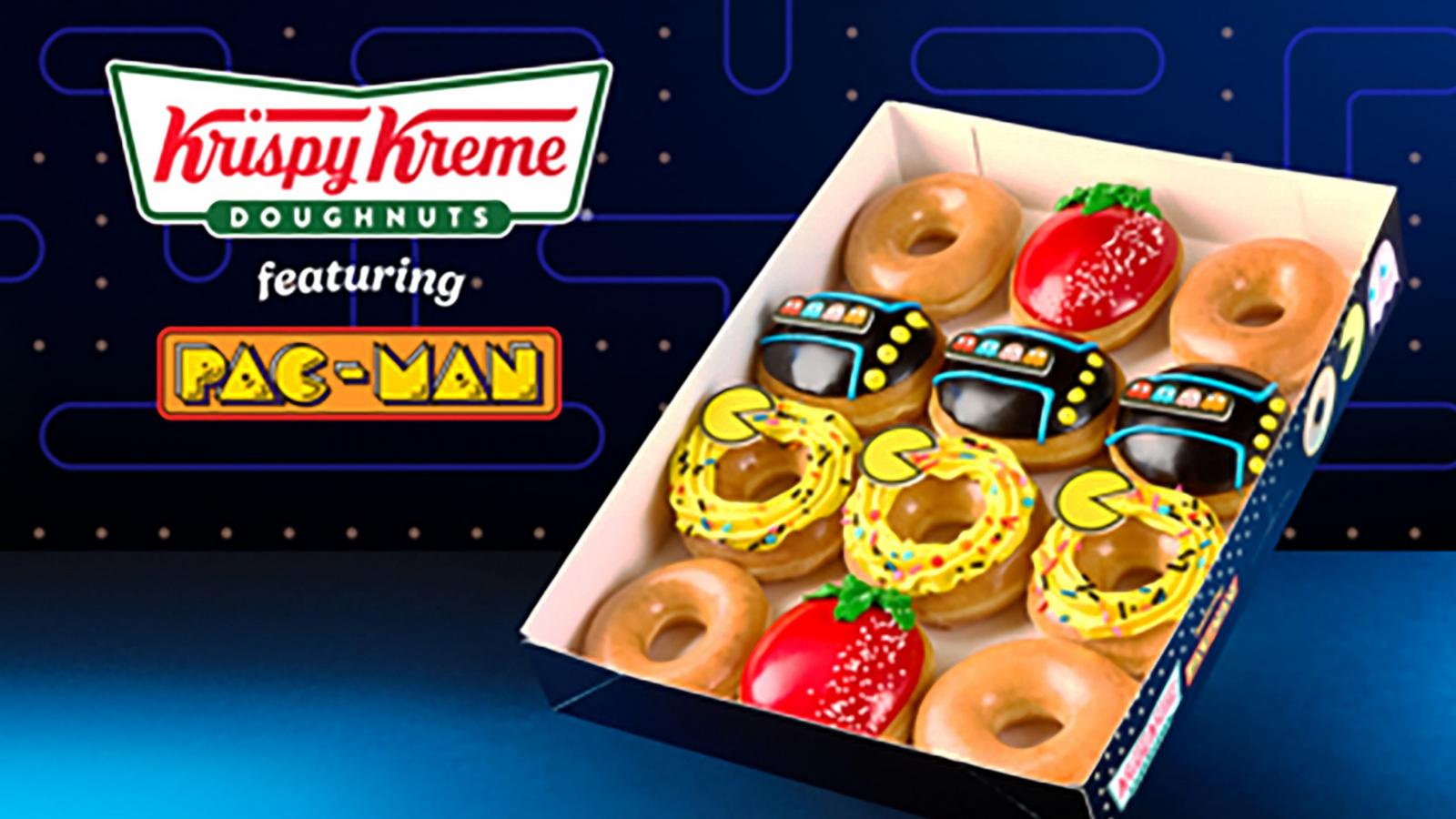 PHOTO: Krispy Kreme celebrates Pac-Man's 45th Anniversary with three new doughnuts in a nostalgic custom PAC-MAN game.