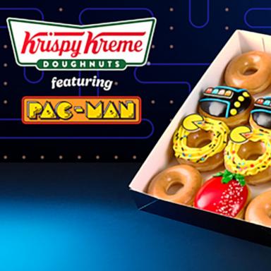 PHOTO: Krispy Kreme celebrates Pac-Man's 45th Anniversary with three new doughnuts in a nostalgic custom PAC-MAN game.
