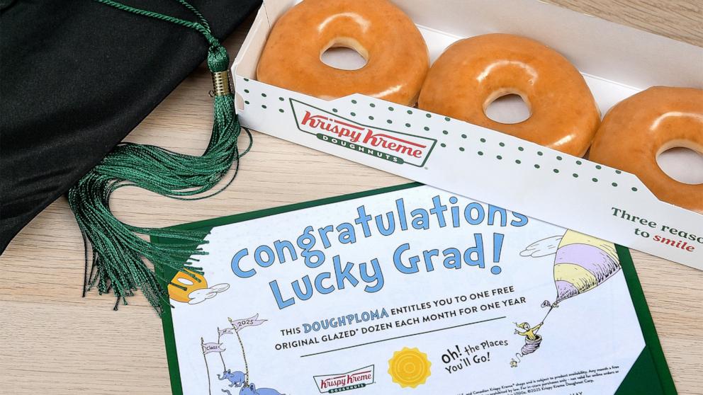 PHOTO: Krispy Kreme is giving away free doughnuts to graduates on May 28, 2025.