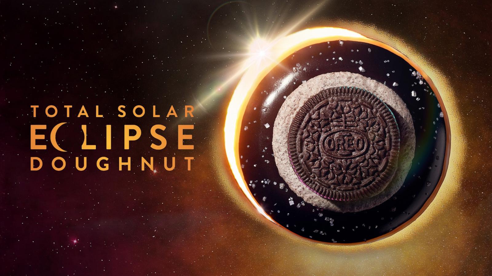 PHOTO: Krispy Kreme created a specialty total solar eclipse doughnut with Oreo cookies available from April 5-April 8.