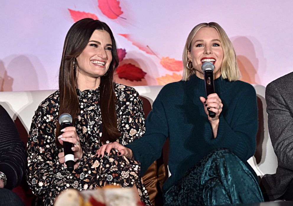 PHOTO: Actors Idina Menzel and Kristen Bell speak at the FROZEN II Global Press Conference in Hollywood, Calif., Nov. 09, 2019.