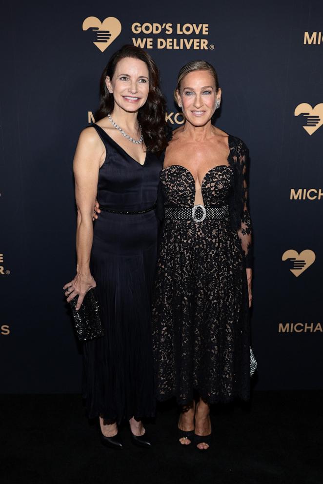 PHOTO: Kristin Davis and Sarah Jessica Parker attend the God's Love We Deliver Golden Heart Awards at Cathedral of St. John the Divine on Oct. 21, 2024, in New York.