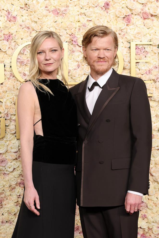 PHOTO: Kirsten Dunst and Jesse Plemons attend the 82nd Annual Golden Globe Awards at The Beverly Hilton on Jan. 05, 2025 in Beverly Hills, Calif.