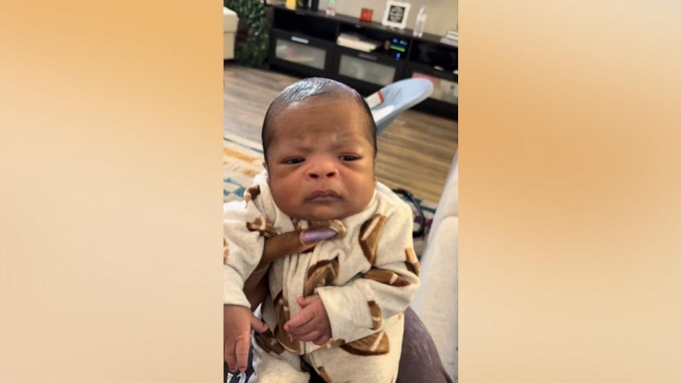 PHOTO: Kristen Williams shared her newborn son Kyrie’s "hilarious" faces in a viral Instagram post.