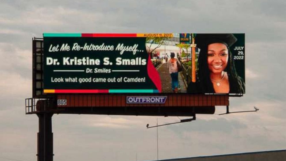 PHOTO: Kendra Busbee rented out a billboard to celebrate her daughter, Dr. Kristine Smalls, a clinical psychologist.