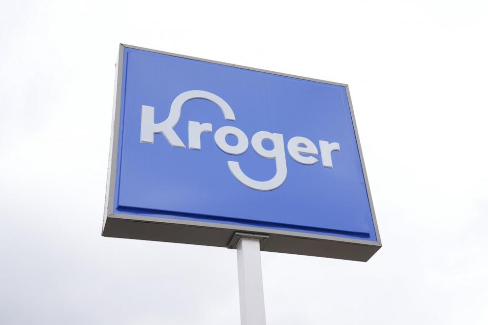 PHOTO: Signage outside a Kroger grocery store in Covington, Ky., on June 2, 2024.