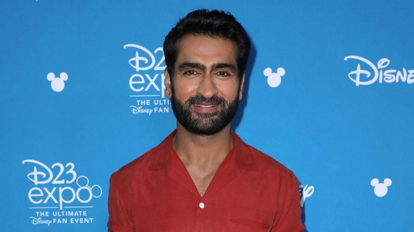 PHOTO: Kumail Nanjiani arrives for the D23 EXPO 2019, Aug. 23, 2019, at the Anaheim Convention Center in Anaheim, Calif.