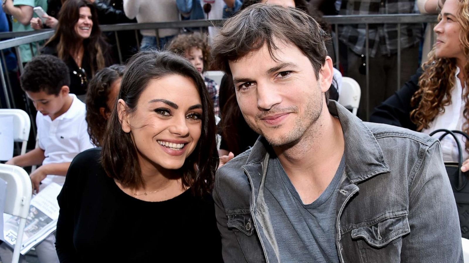 PHOTO: Mila Kunis and Ashton Kutcher at the Zoe Saldana Walk Of Fame Star Ceremony, May 3, 2018, in Hollywood, Calif.