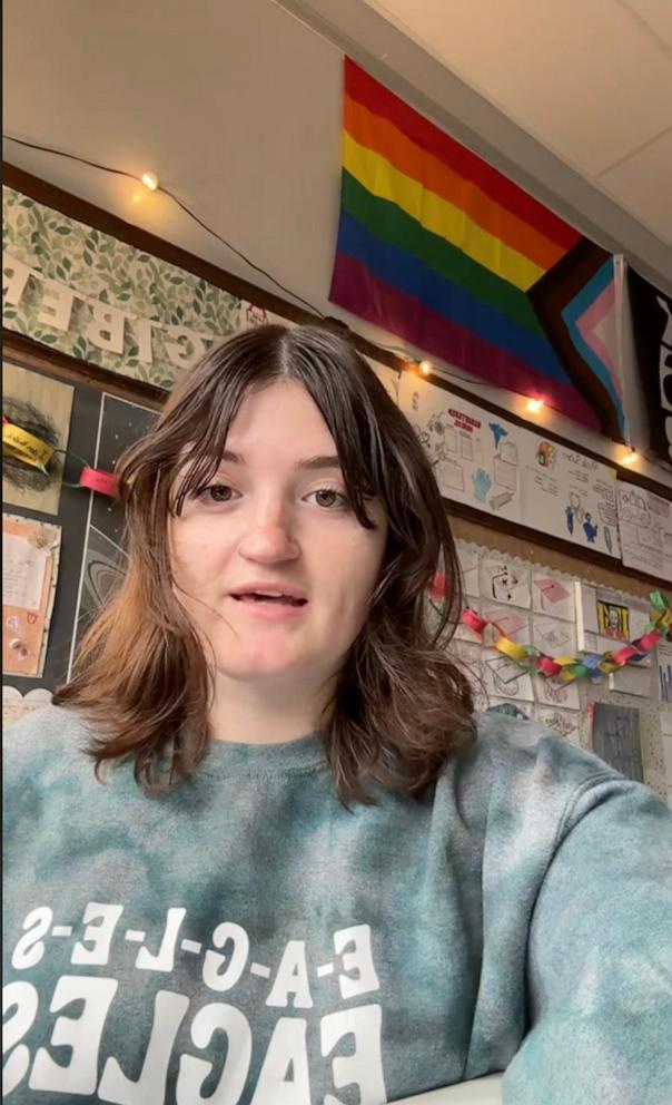 PHOTO: Teacher Bonnie Giberson shared a TikTok video, pleading for help for her high school students and Kylie Kelce came to her rescue.