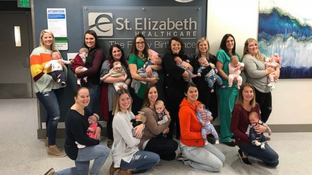 PHOTO: Among the group of physicians, nurses and administrative workers at St. Elizabeth's Healthcare in Kentucky, 18 of the women are now mothers.