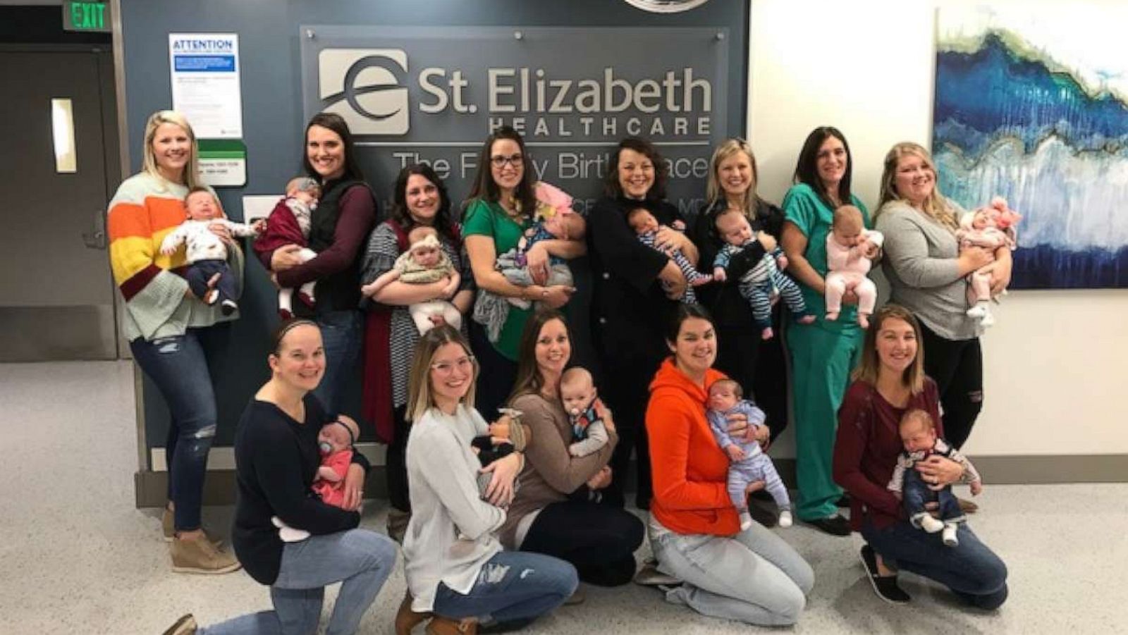 PHOTO: Among the group of physicians, nurses and administrative workers at St. Elizabeth's Healthcare in Kentucky, 18 of the women are now mothers.