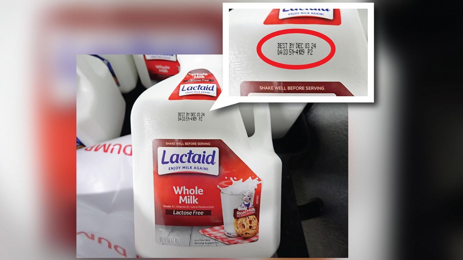 PHOTO: HP Hood LLC recalls select units of 96 oz Refrigerated Lactaid Milk due to possible almond allergen.