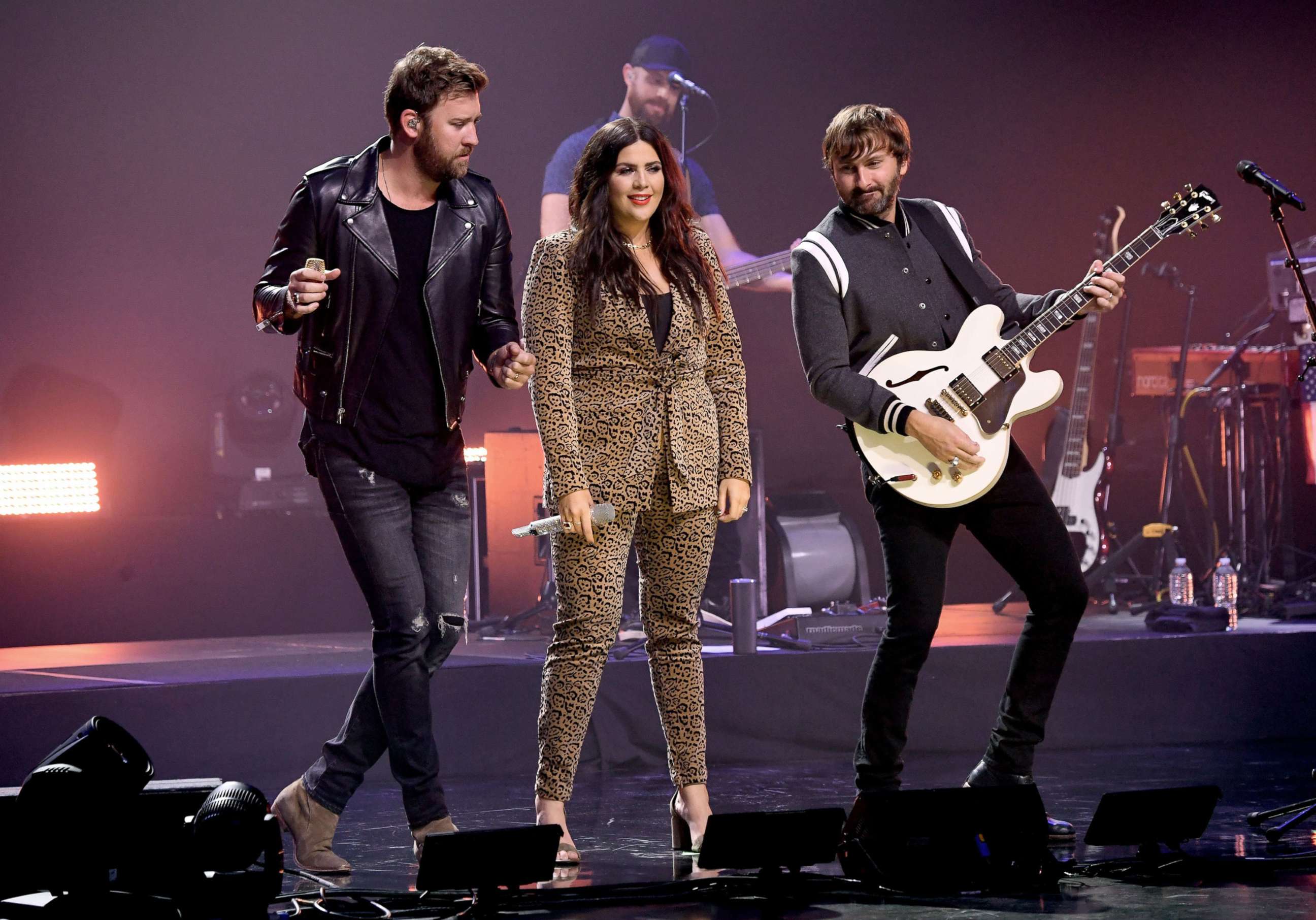 PHOTO: In this Oct. 23, 2020, file photo, Charles Kelley, Hillary Scott, and Dave Haywood of Lady A perform onstage for the 2020 iHeartCountry Festival in Nashville.