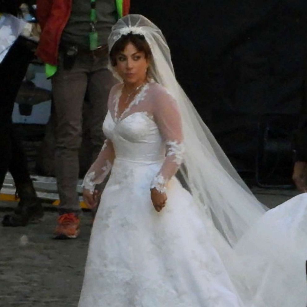 See Lady Gaga in full bridal attire on set of 'House of Gucci' - Good  Morning America