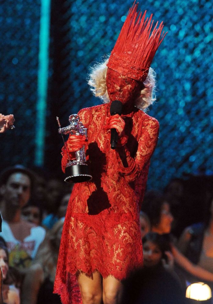 PHOTO: Lady Gaga accepts her award onstage during the 2009 MTV Video Music Awards at Radio City Music Hall on Sept. 13, 2009 in New York.