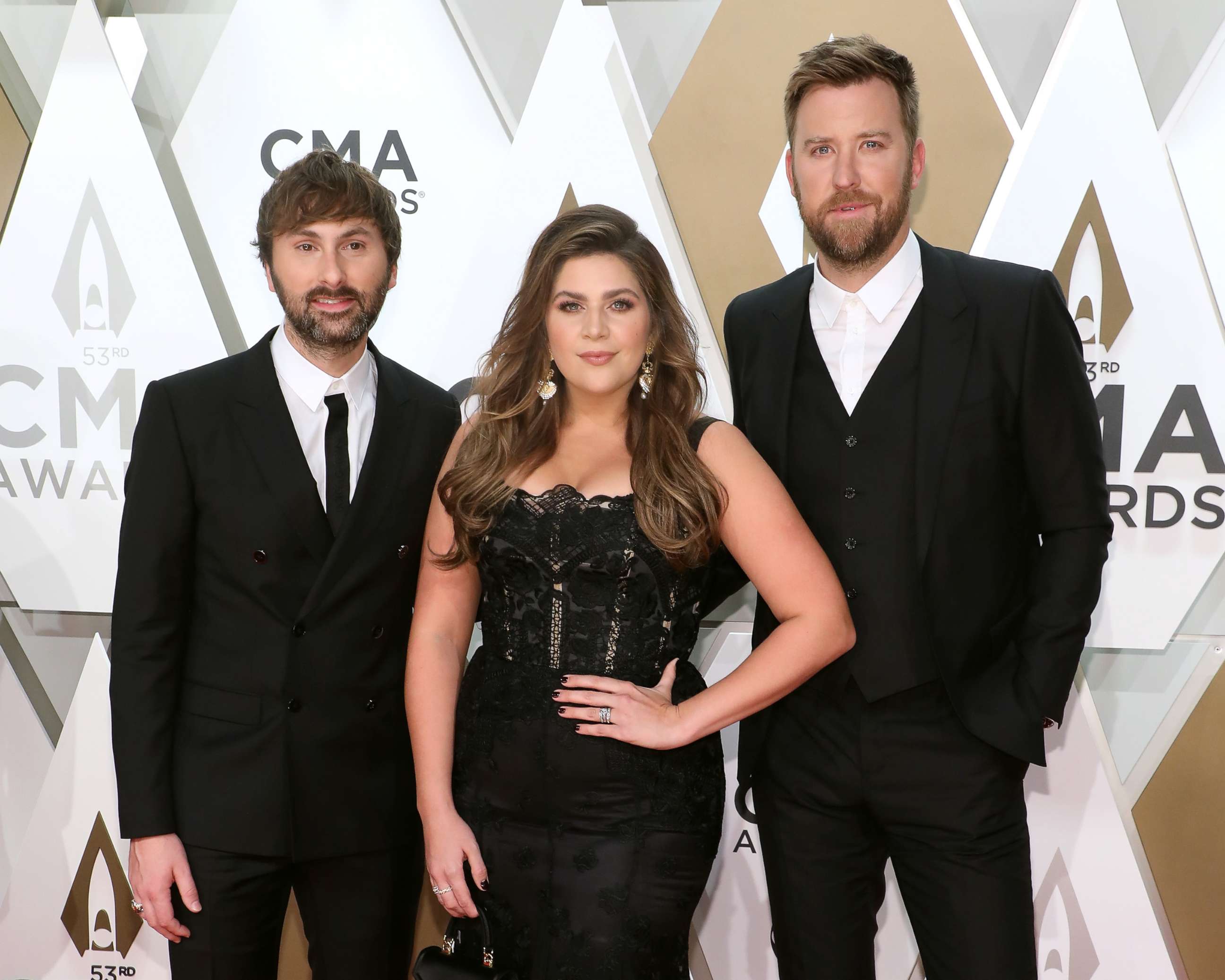 PHOTO: Dave Haywood, Hillary Scott, and Charles Kelley of Lady Antebellum attend the 53nd annual CMA Awards at Bridgestone Arena on November 13, 2019 in Nashville, Tennessee.