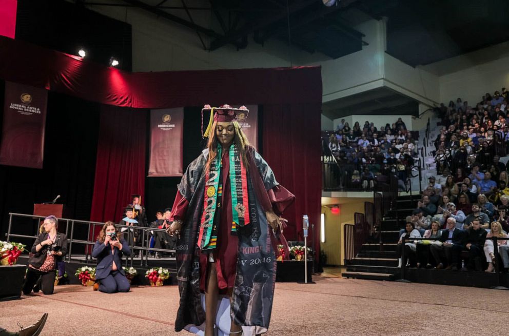 PHOTO: LaDyra Lyte was surprised by her brother, a U.S. service member, during her graduation at Central Michigan University on May 14, 2022.