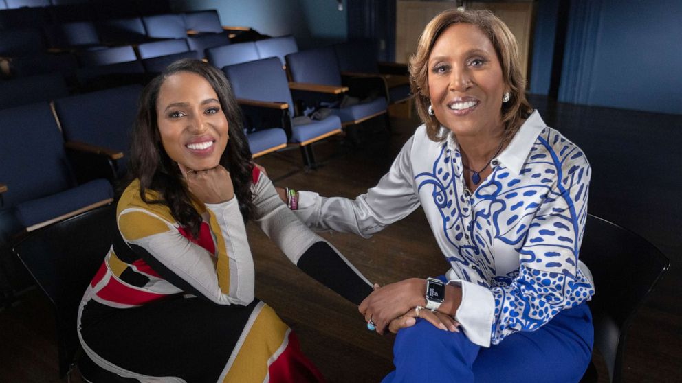 PHOTO: Actor Kerry Washington talks with ABC's Robin Roberts for an upcoming "20/20" special, Aug. 24, 2023 in New York.