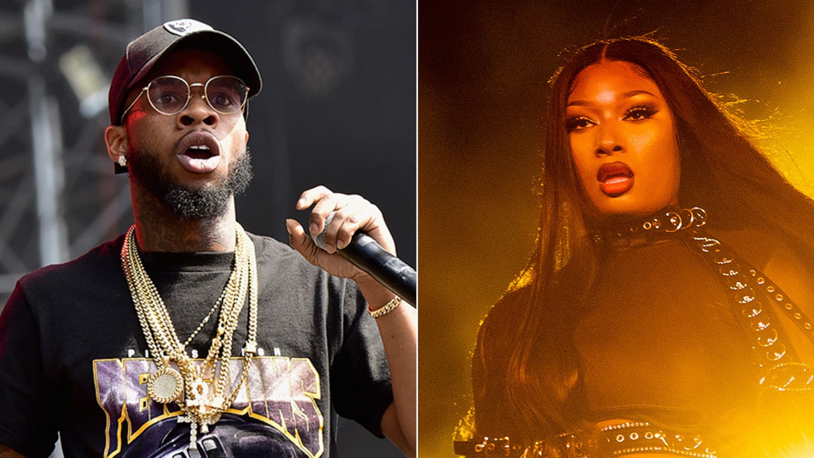 PHOTO: Tory Lanez performs onstage during the 2016 Budweiser Made in America Festival, Sept. 4, 2016, in Philadelphia. Megan Thee Stallion performs onstage, Sept. 2, 2020 in Morrison, Colo.