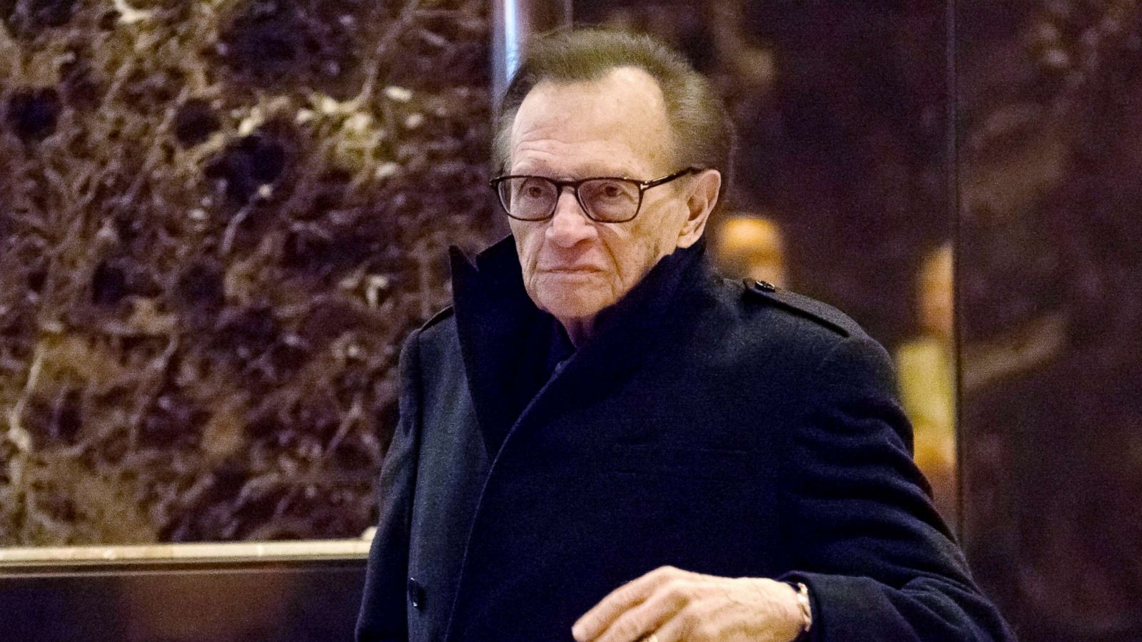 PHOTO: Television and radio host Larry King is seen in the lobby of Trump Tower in New York, Dec. 1, 2016.