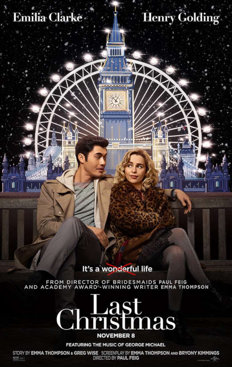 PHOTO: Emilia Clarke and Henry Golding are seen int he poster for "Last Christmas."
