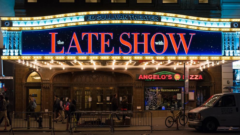 PHOTO: In this Oct. 17, 2015, file photo, the Ed Sullivan theater with the Late Show signage is shown in New York.