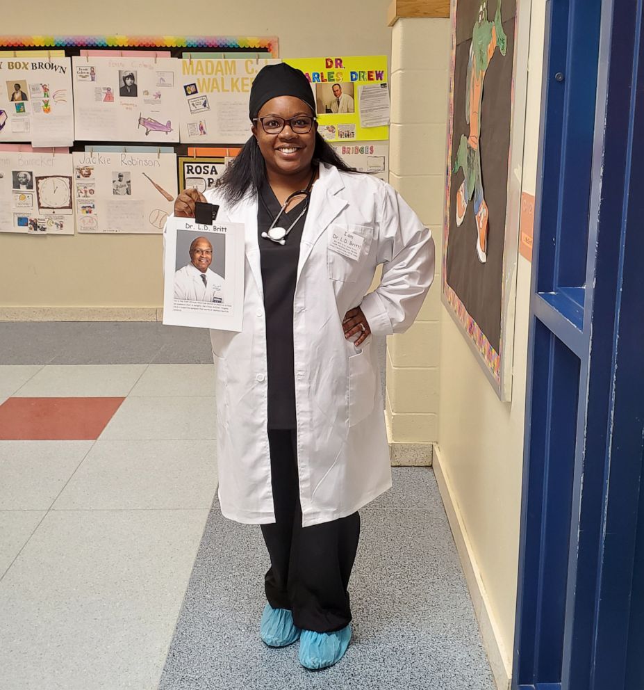 PHOTO: Latoya McGriff dressed as Dr. L.D. Britt, the first African-American doctor in America to have an endowed chair in surgery.